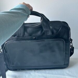 ECCO Black Leather laptop padded Bag
